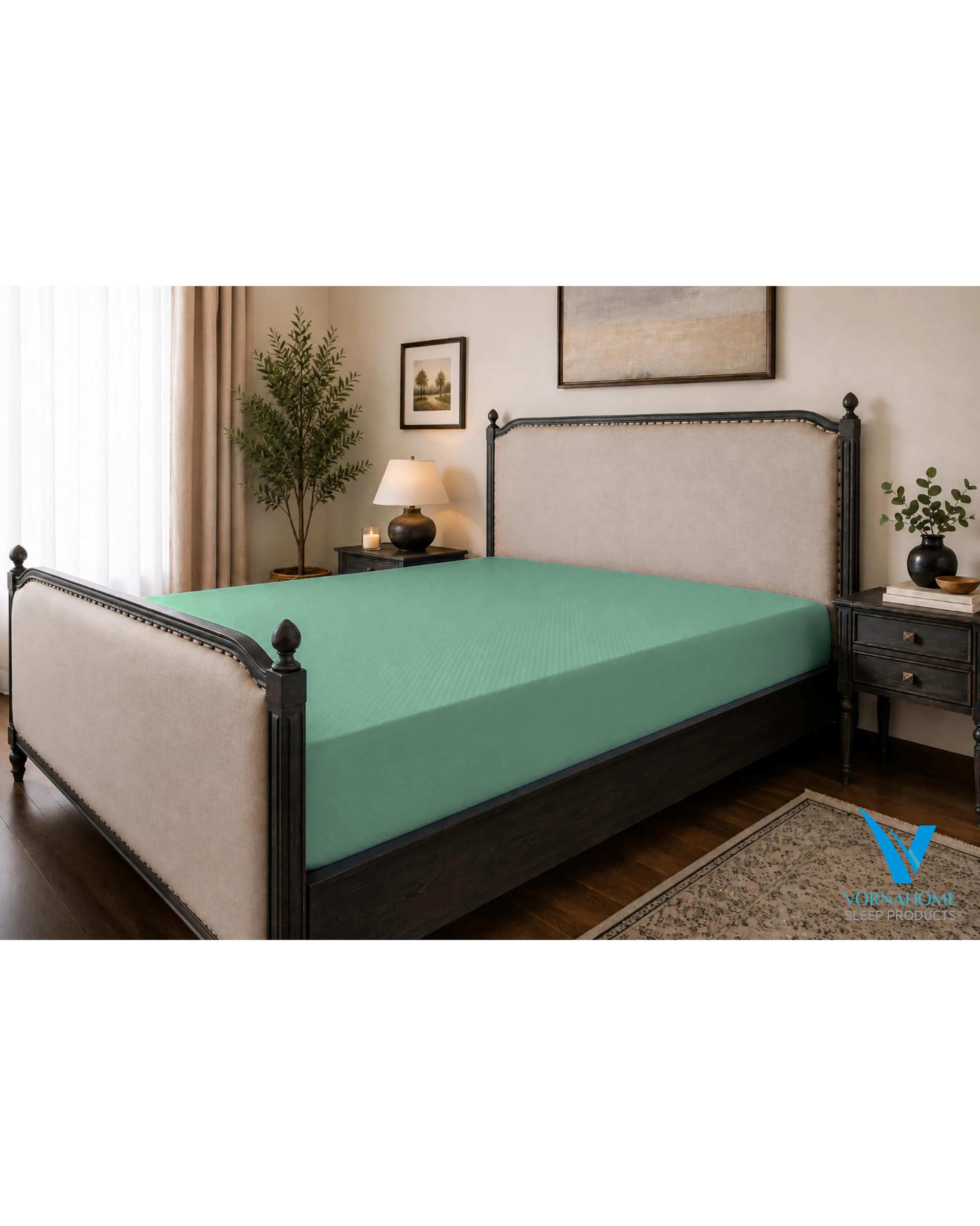 محافظ تشک ضد آب رنگی دو نفره سایز 200×180 سبز آووکادویی ورنا هوم Vornahome