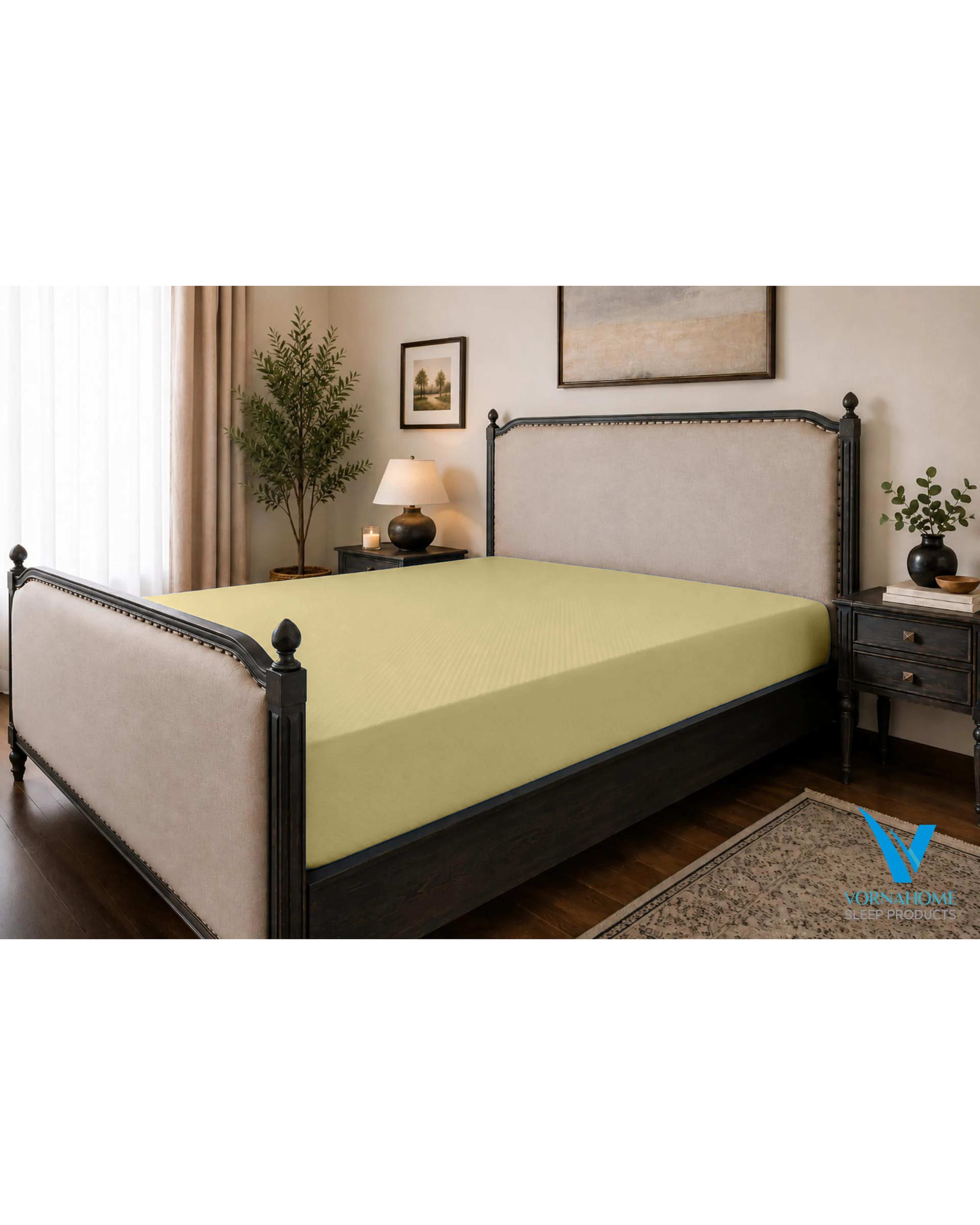 محافظ تشک ضد آب رنگی دو نفره سایز 200×200 لیمویی ورنا هوم Vornahome