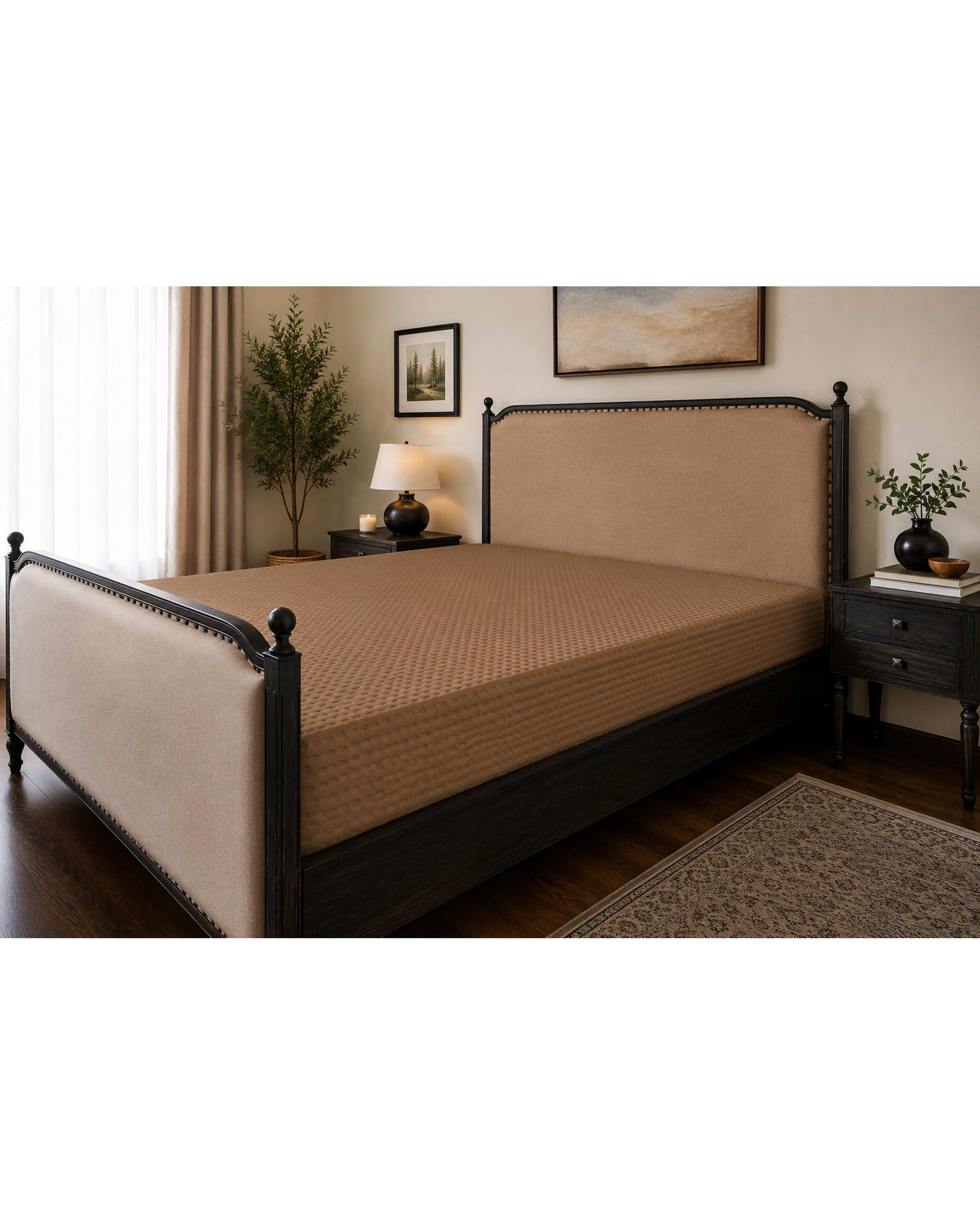 محافظ تشک ضد آب رنگی یک نفره سایز 200×120 قهوه ای ورنا هوم Vornahome