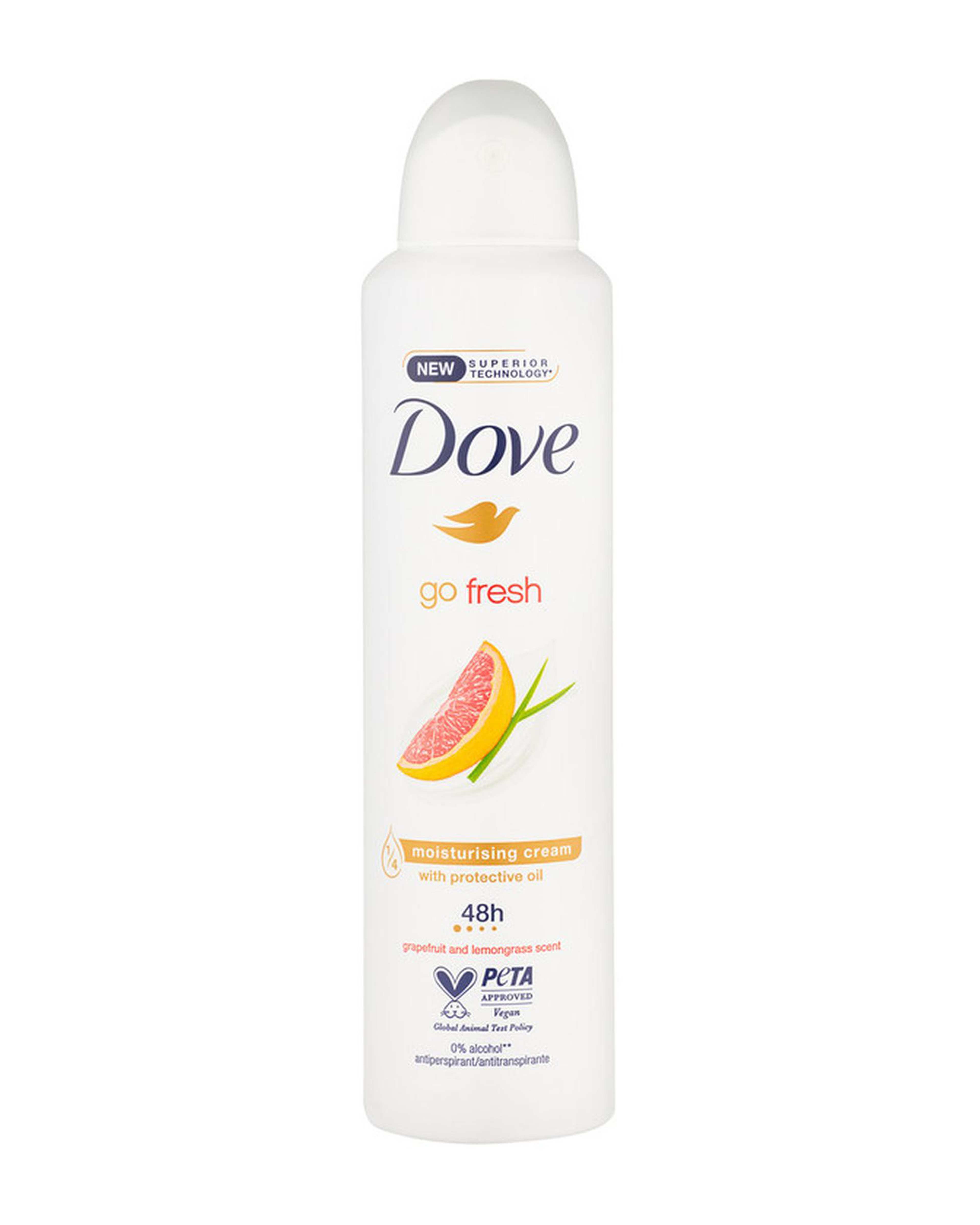 اسپری ضد تعریق زنانه 48 ساعته داو Dove سری Go Fresh رایحه گریپ فروت و علف لیمو حجم 250 میلی لیتر