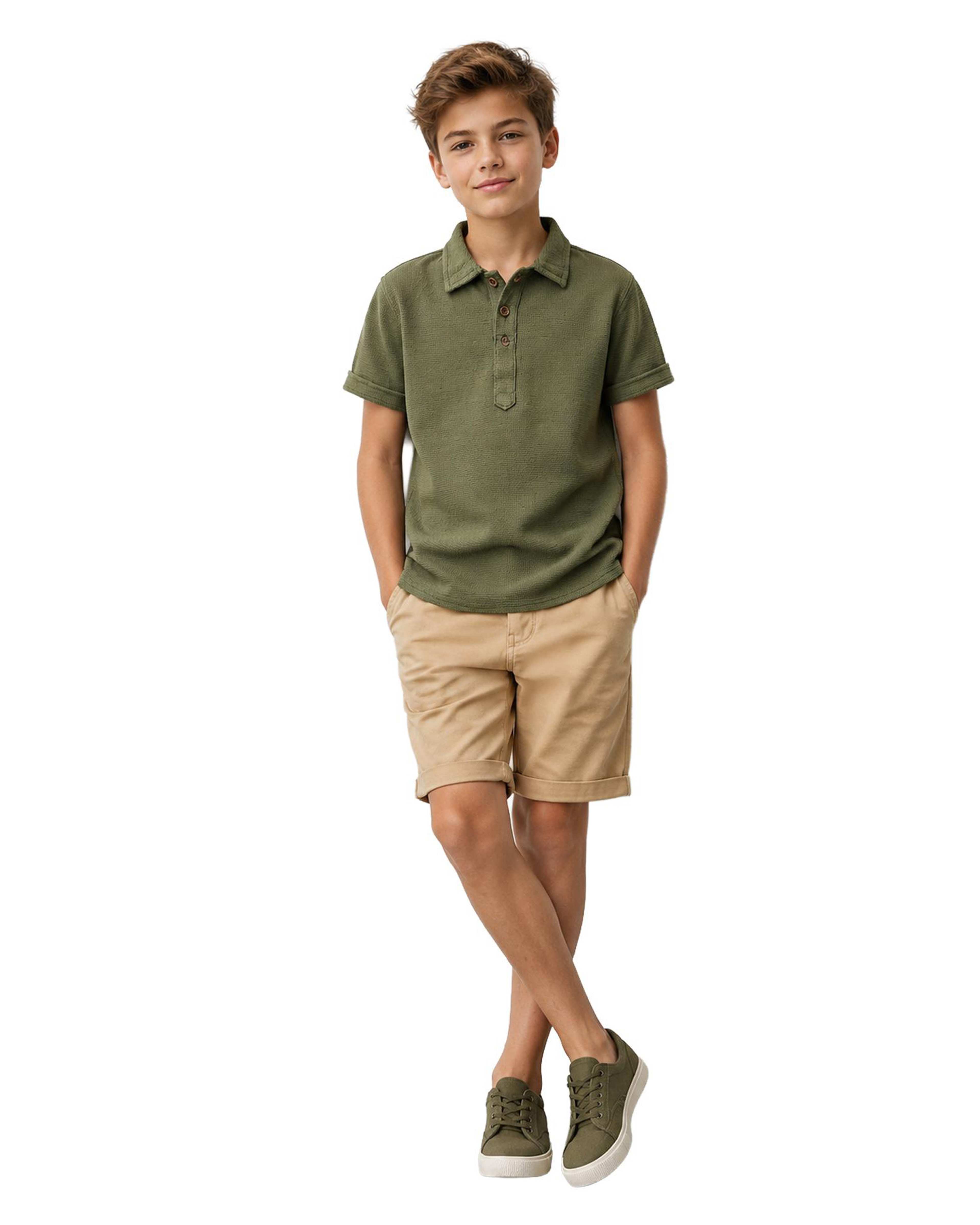 پولوشرت پسرانه سبز تیره لئو کیدز Leo kids کد 2-6866