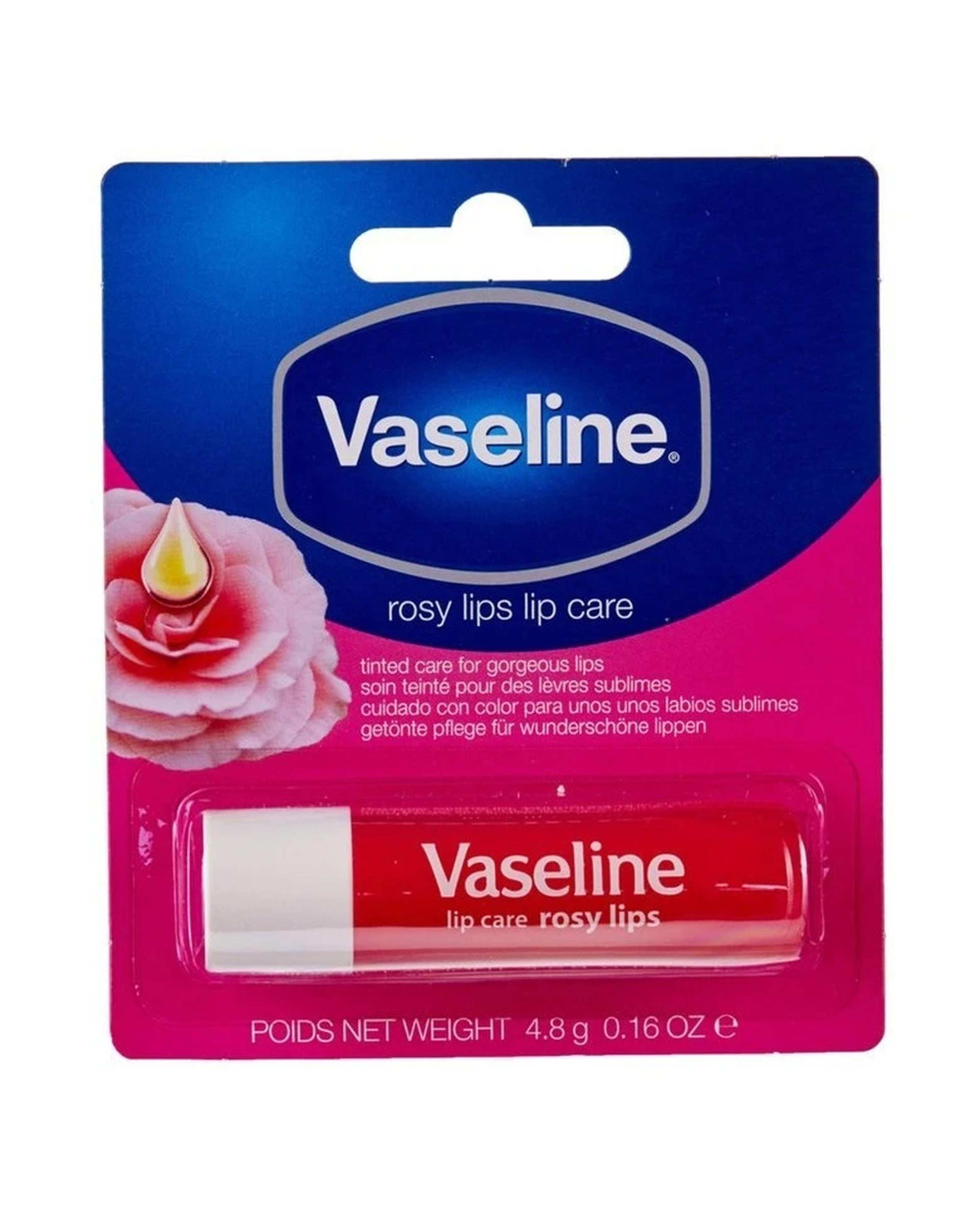 بالم لب وازلین Vaseline مدل Rosy رنگ صورتی روشن وزن 4.8 گرم