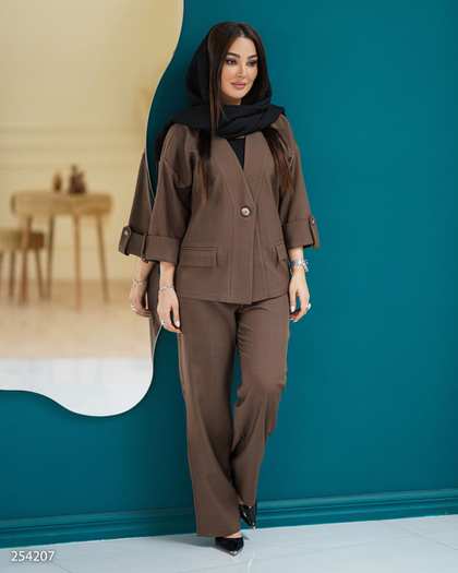 ست کت و شلوار زنانه شکلاتی السانا Elsana مدل همراز کد 2542