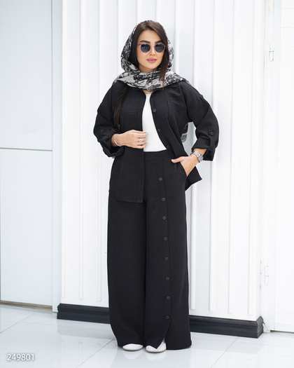 ست شومیز و شلوار زنانه مشکی السانا Elsana مدل هیروان کد 2498