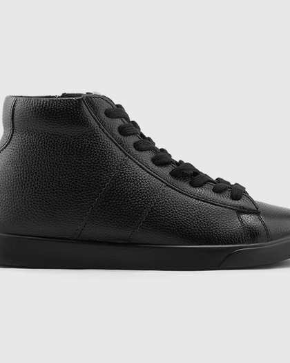 نیم بوت پاشنه بلند چرم طبیعی زنانه فلوتر مشکی اورز Orez مدل MIA SNEAKER BOOT کد WCB160