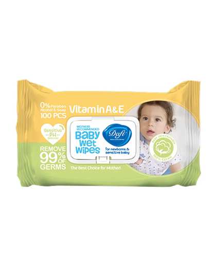 بسته 100 عددی دستمال مرطوب کودک اکسترا Sensitive دافی