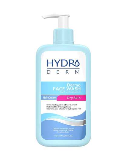 کرم ژل شستشوی پمپی صورت هیدرودرم Hydroderm مدل درمو واش مناسب پوست خشک