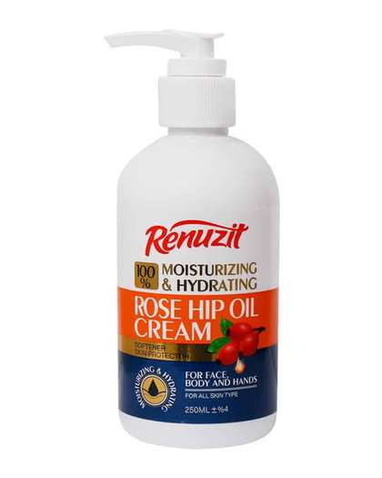 کرم مرطوب کننده و آبرسان صورت و بدن پمپی رینوزیت Renuzit حاوی روغن رزهیپ حجم 250ml