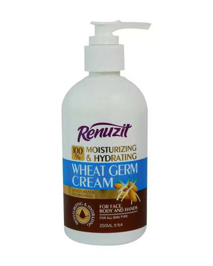 کرم مرطوب کننده و آبرسان صورت و بدن پمپی رینوزیت Renuzit حاوی جوانه گندم حجم 250ml
