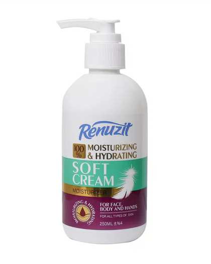 کرم مرطوب کننده و آبرسان صورت و بدن پمپی رینوزیت Renuzit سافت حجم 250ml