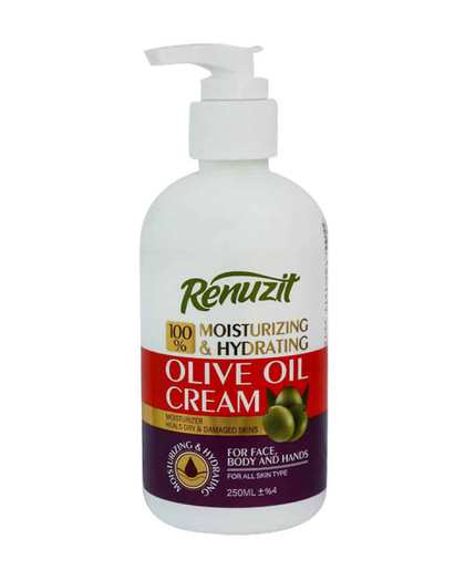 کرم مرطوب کننده و آبرسان صورت و بدن پمپی رینوزیت Renuzit حاوی روغن زیتون حجم 250ml