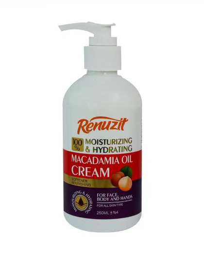 کرم مرطوب کننده و آبرسان صورت و بدن پمپی رینوزیت Renuzit حاوی روغن ماکادمیا حجم 250ml
