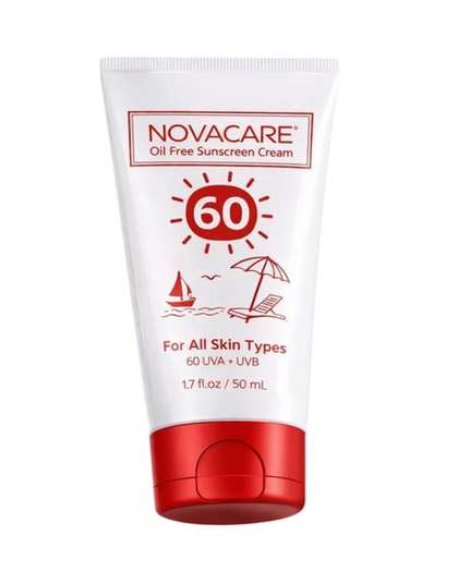 کرم ضد آفتاب بی رنگ SPF60 نواکر Novacare مناسب برای انواع پوست