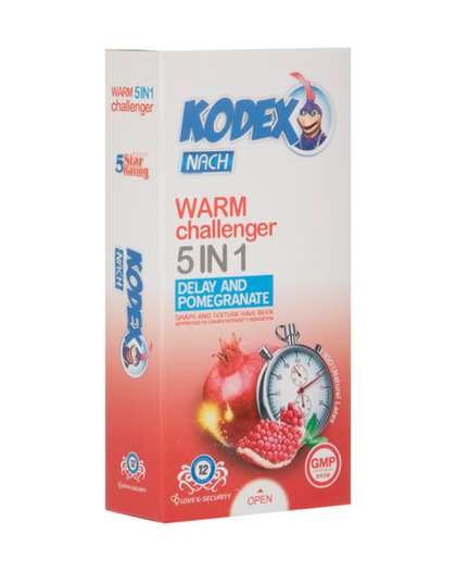 کاندوم کدکس Kodex مدل Warm Challenger 5in1 بسته 12 عددی
