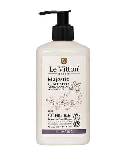 ماسک مو فیلر بالم پمپی لویتون Levitton مدل CC Filler Balm حاوی انار و روغن هسته انگور حجم 250ml