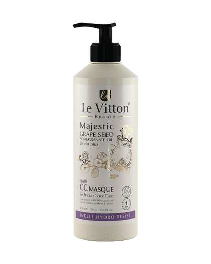 ماسک مو مغذی لویتون Levitton مدل CC Masque مناسب موهای رنگ شده حاوی روغن دانه انار و انگور حجم 470ml