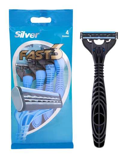 خودتراش 3 لبه سیلور Silver مدل Fast3 بسته 4 عددی