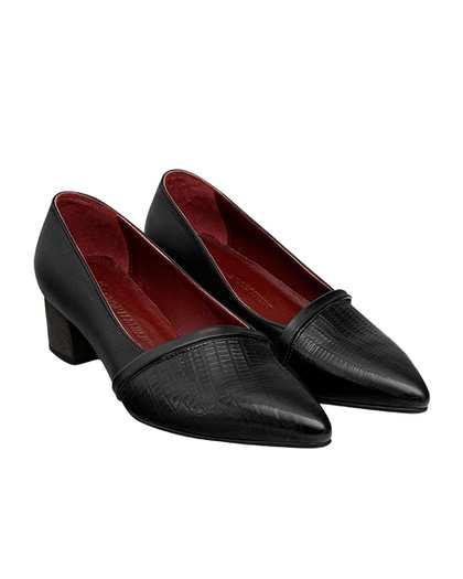 کفش چرم زنانه پاشنه بلند مشکی نوین چرم Novin Leather مدل 4444 Pl- WS3466