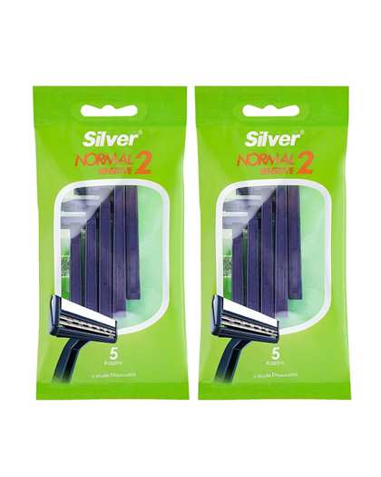 خودتراش 2 لبه سیلور Silver مدل Normal2 Sensitive مجموعه 2 بسته 5 عددی