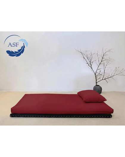کاور دو نفره به همراه روبالشی زرشکی ای اس اف ASF مناسب تشک های مدل KUMO و KUMO MAX سایز 180