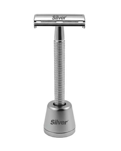 خودتراش مردانه سیلور Silver مدل سیفتی ریزر پروانه ای به همراه پایه