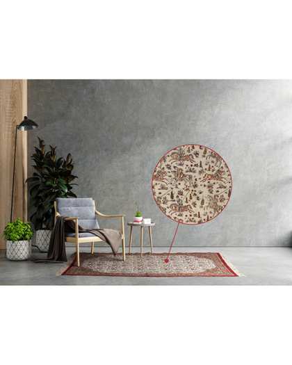 زیلو قلمکار فرانام Faranam مدل چوگان سایز 150×100 سانتی متر