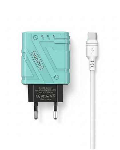 شارژر دیواری آبی آبادوس Abodos مدل AS-CS293KIT به همراه کابل Type-c