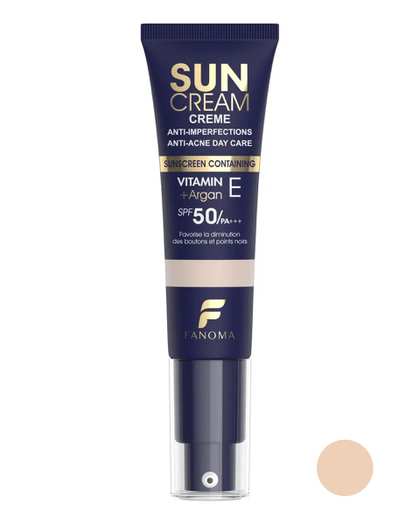 کرم ضد آفتاب رنگی SPF50 فاقد چربی فانوما Fanoma مناسب پوست چرب و مستعد جوش شماره 01