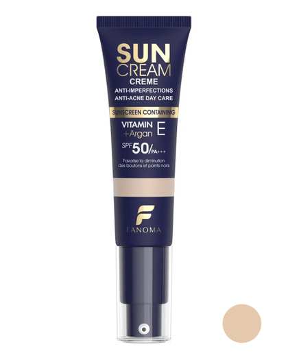 کرم ضد آفتاب رنگی SPF50 فاقد چربی فانوما Fanoma مناسب پوست چرب و مستعد جوش شماره 02