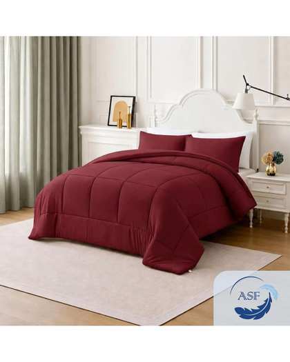 نیم ست لحاف دو نفره سه تکه زرشکی ای اس اف ASF مدل BOX GRANDE Plus عرض 200
