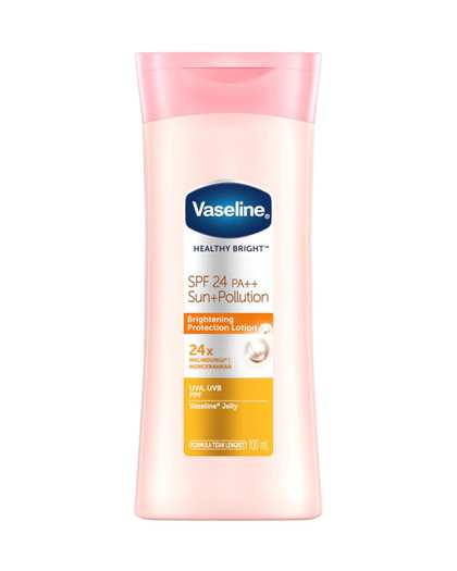 لوسیون بدن ضد آفتاب وازلین Vaseline مدل Healthy Bright Sun + Pollution Protection SPF24 حجم 100 میلی لیتر