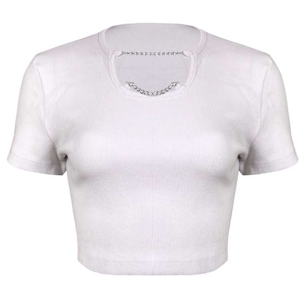تی شرت آستین کوتاه زنانه سفید مدل 4443-5430 ماییلدا