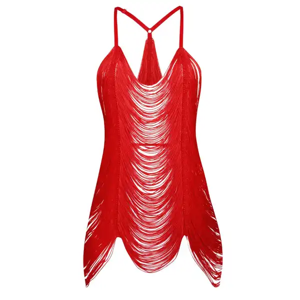 لباس خواب زنانه ریش ریشی قرمز کد 4438-9726 ماییلدا