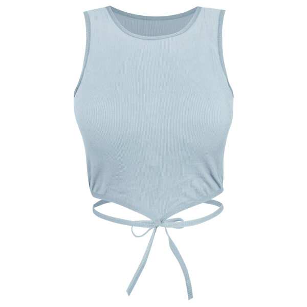 کراپ تاپ زنانه مدل بندی آبی روشن کد 4582 ماییلدا