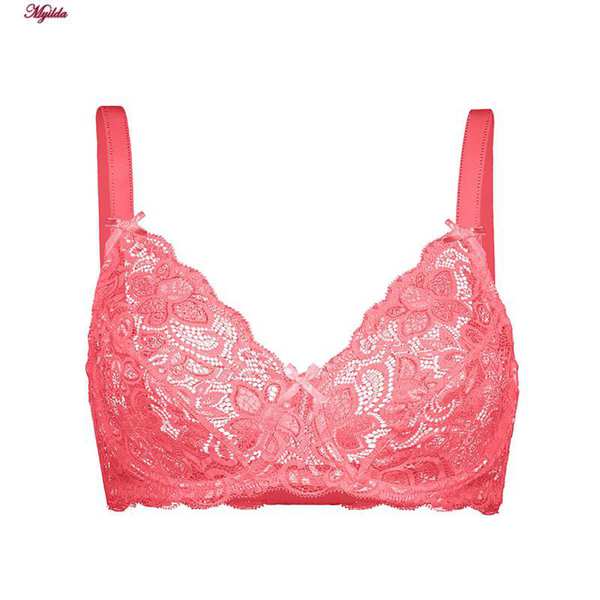 سوتین زنانه لین مدل فشن تمام تور سرخابی کد 4680-615 ماییلدا - تصویر 2
