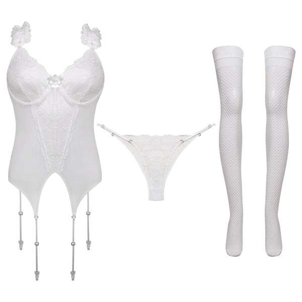 ست فانتزی هارنی سفید 4758-8017 به همراه شورت و جوراب ماییلدا