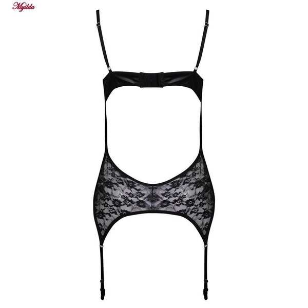 ست فانتزی زنانه چرم به همراه شورت و جوراب مدل 4761-428 رنگ مشکی ماییلدا - تصویر 5