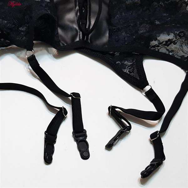 ست فانتزی زنانه چرم به همراه شورت و جوراب مدل 4761-428 رنگ مشکی ماییلدا - تصویر 12