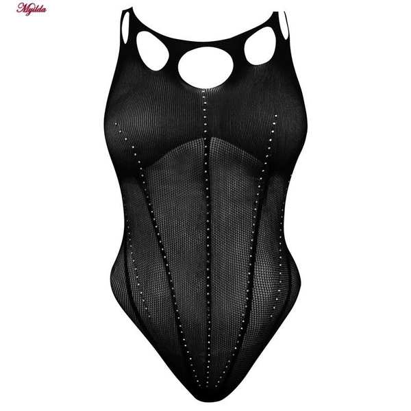 بادی فانتزی مشکی مدل نگین دار کد 4860-7192 ماییلدا - تصویر 3