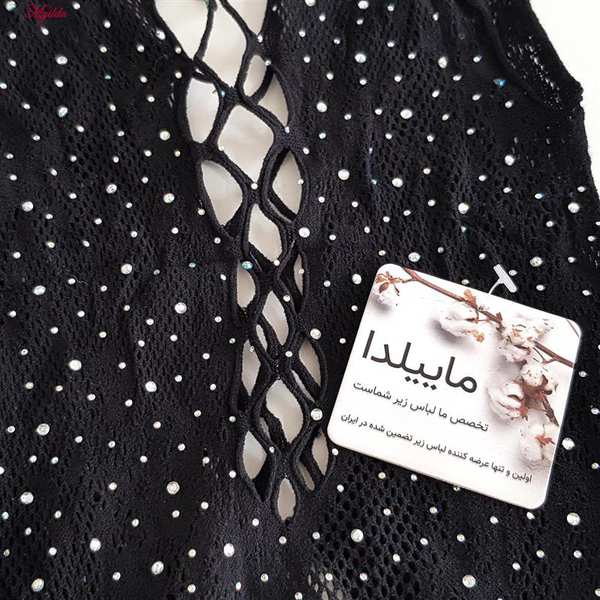 بادی فانتزی نگین دار زنانه مشکی کد 4860-7191 ماییلدا - تصویر 4