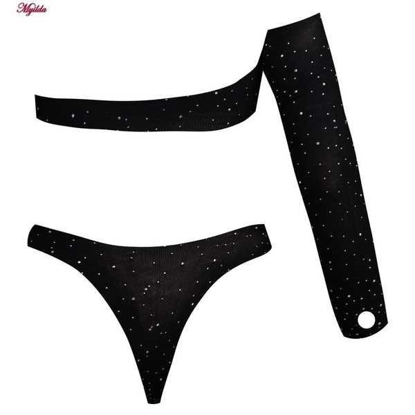 بادی فانتزی نگین دار زنانه مشکی کد 4860-7180 ماییلدا - تصویر 4
