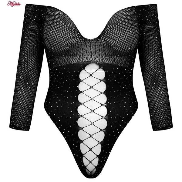 بادی فانتزی نگین دار زنانه مشکی کد 4860-7178 ماییلدا - تصویر 3