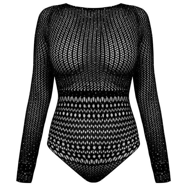 بادی فانتزی نگین دار زنانه مشکی کد 4860-7195 ماییلدا