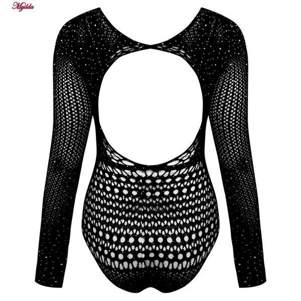 بادی فانتزی نگین دار زنانه مشکی کد 4860-7195 ماییلدا - تصویر 3