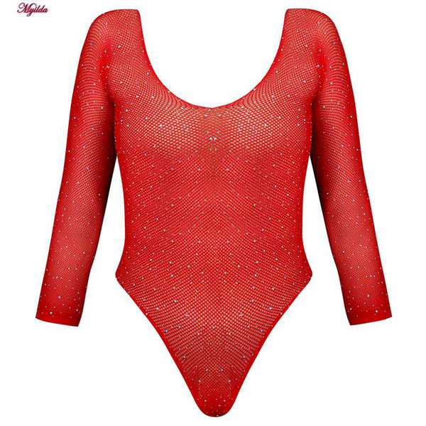 بادی فانتزی قرمز مدل نگین دار کد 4860-7228 ماییلدا - تصویر 3