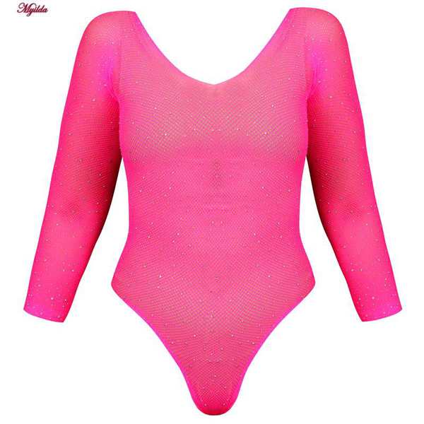 بادی فانتزی نگین دار زنانه صورتی کد 4860-7228 ماییلدا - تصویر 3