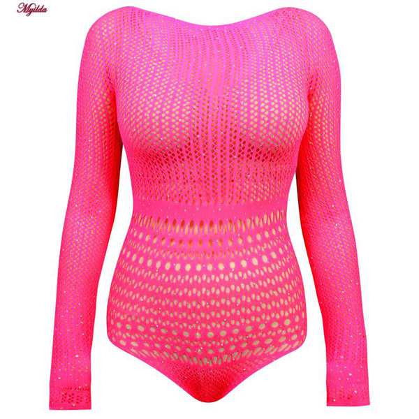 بادی فانتزی نگین دار زنانه صورتی کد 4860-7195 ماییلدا - تصویر 3