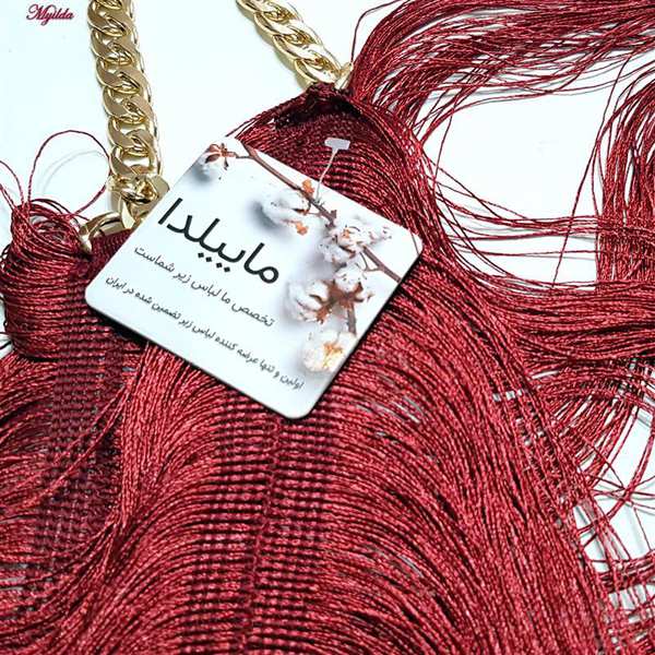 سرهمی زنانه مدل ریش ریش زرشکی کد 4709-3002 ماییلدا - تصویر 5