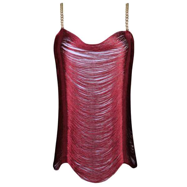 سرهمی زنانه مدل ریش ریش زرشکی کد 4709-3002 ماییلدا - تصویر 2