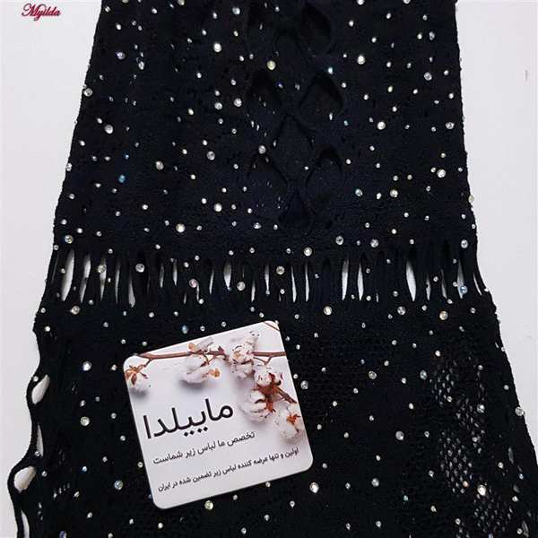 سرهمی فانتزی زنانه مدل نگین دار کد 4860-7203 رنگ مشکی ماییلدا - تصویر 7